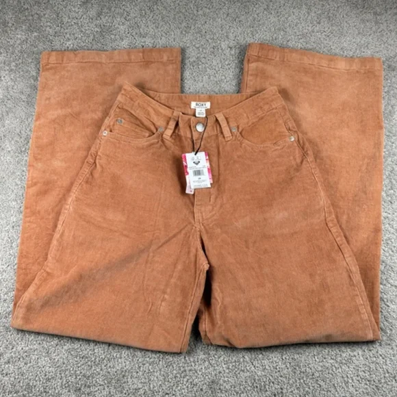 Roxy NEW Surf In Cloud Corduroy Pants in Camel Women's Wide Leg High Waist 29 - Picture 9 of 10